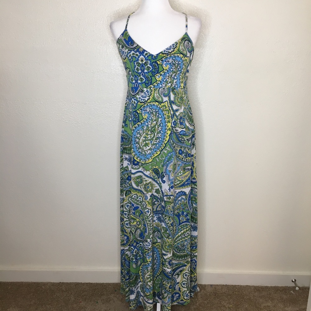 Ann Taylor LOFT Paisley Print Colorful Maxi Dress 8